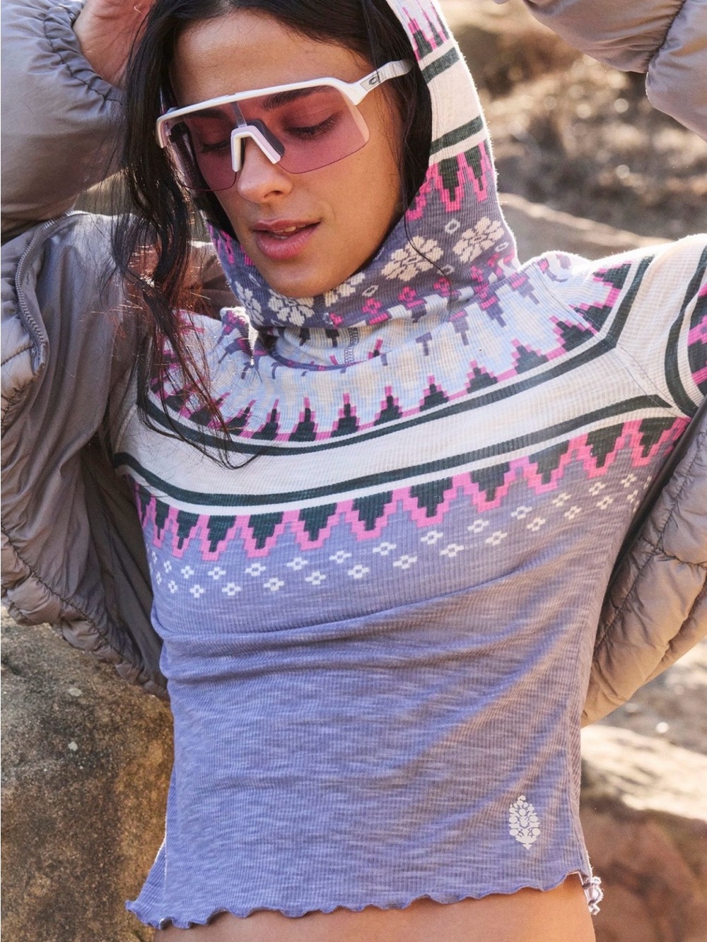 FP Movement Breathe Easy Printed Layer~ Plaid Fairisle Graph